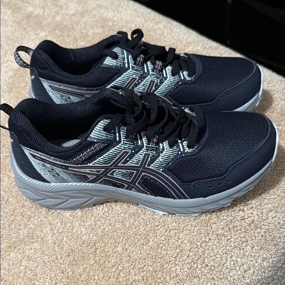 Asics Black and Gray Athletic Shoes with Cushioned Midsole